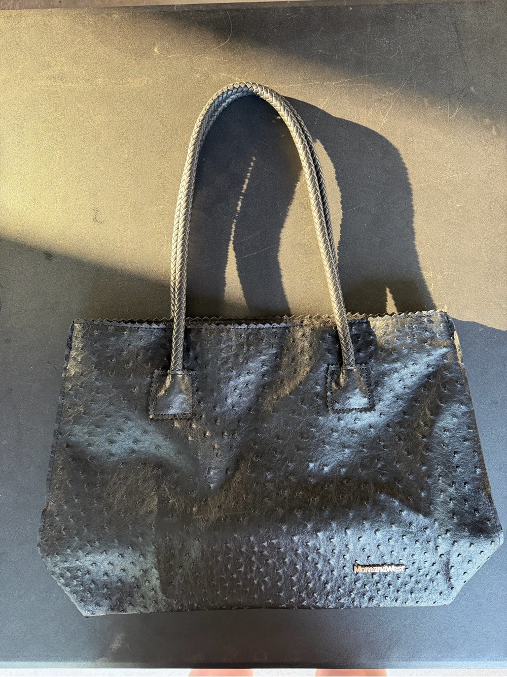 Montana West Black Ostrich Tote
